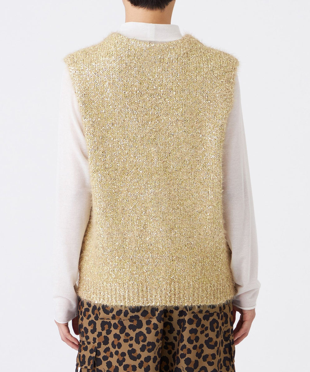 ウォッシャブル】メタリックヤーンニットベスト(トップス)｜EVEX by