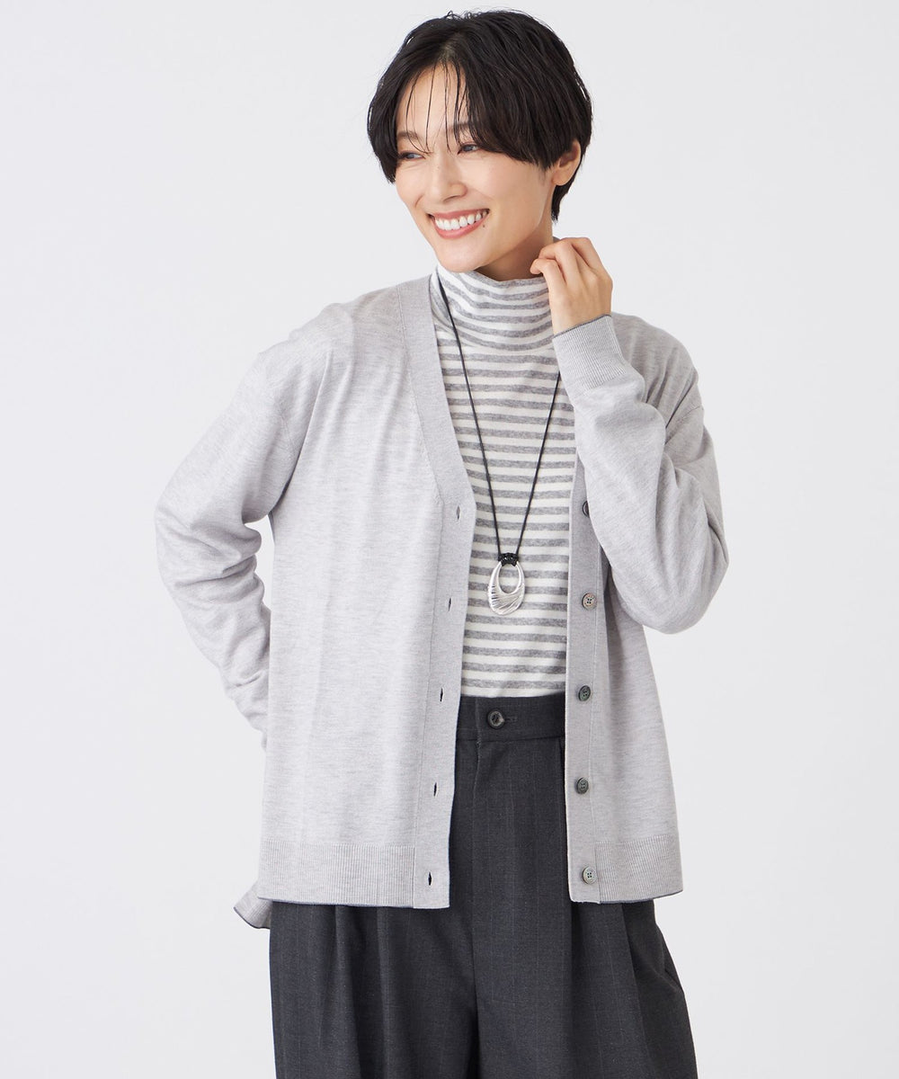 ウォッシャブル】ハイゲージラインニットカーディガン(トップス)｜EVEX