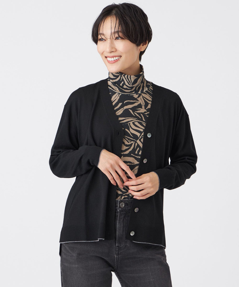 ウォッシャブル】ハイゲージラインニットカーディガン(トップス)｜EVEX