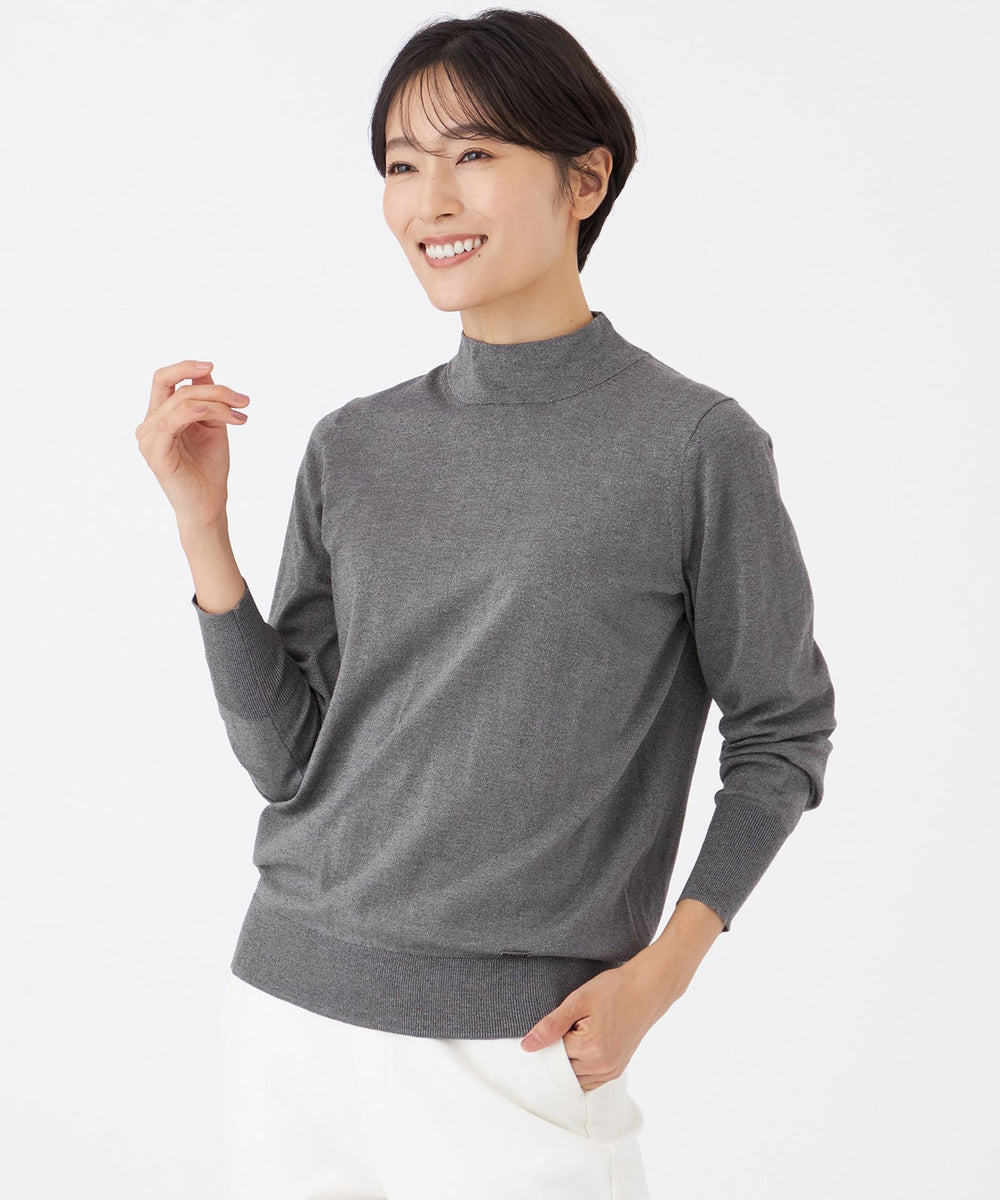 カタログ掲載】【ウォッシャブル】ラメハイゲージニットハイネックプル