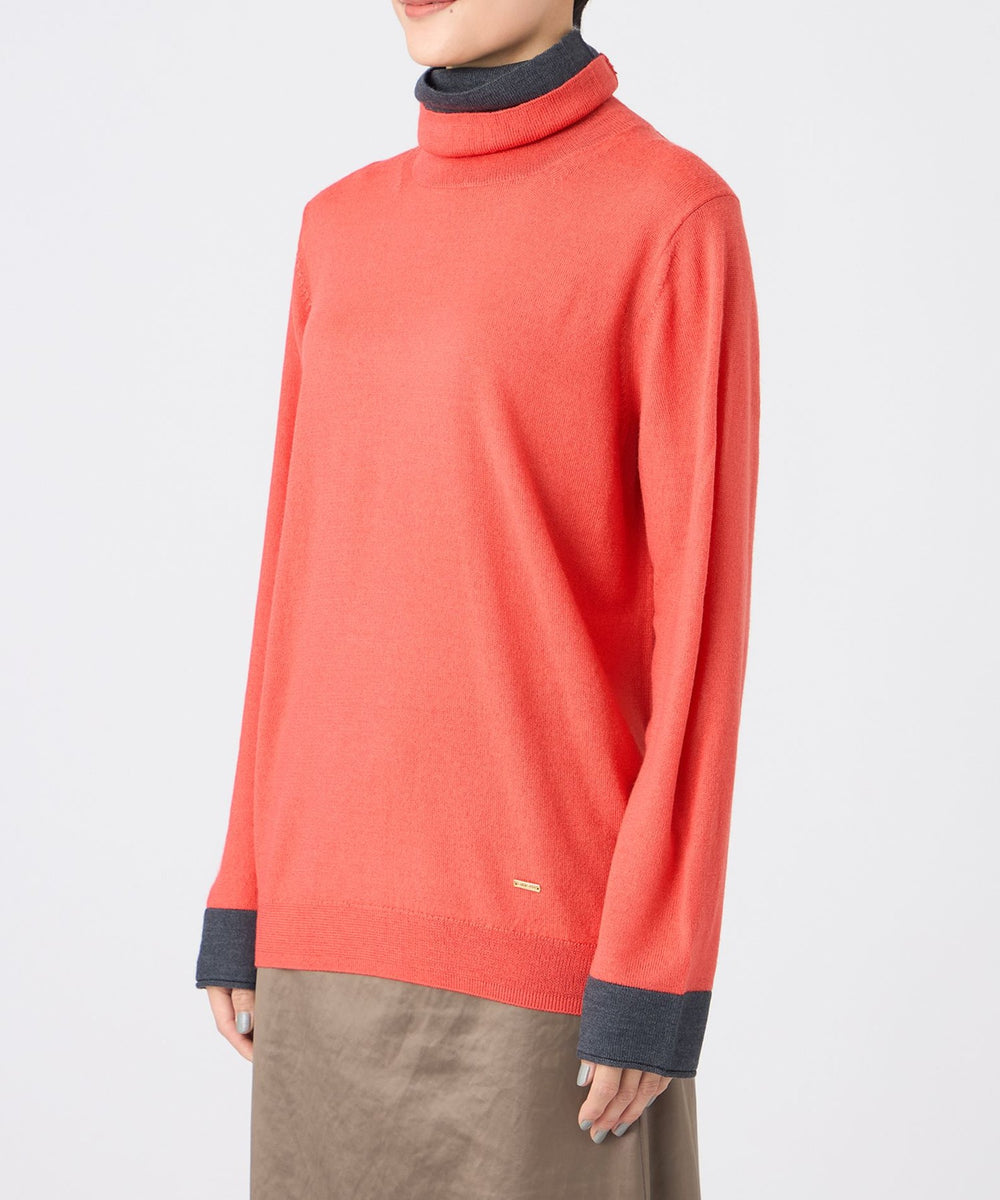 カタログ掲載】【ウォッシャブル】ダブルタートルネックニットプル