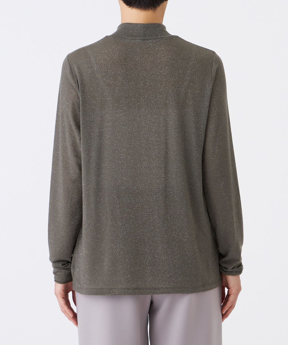 ウォッシャブル】シアーラメジャージーハイネックカットソー(トップス