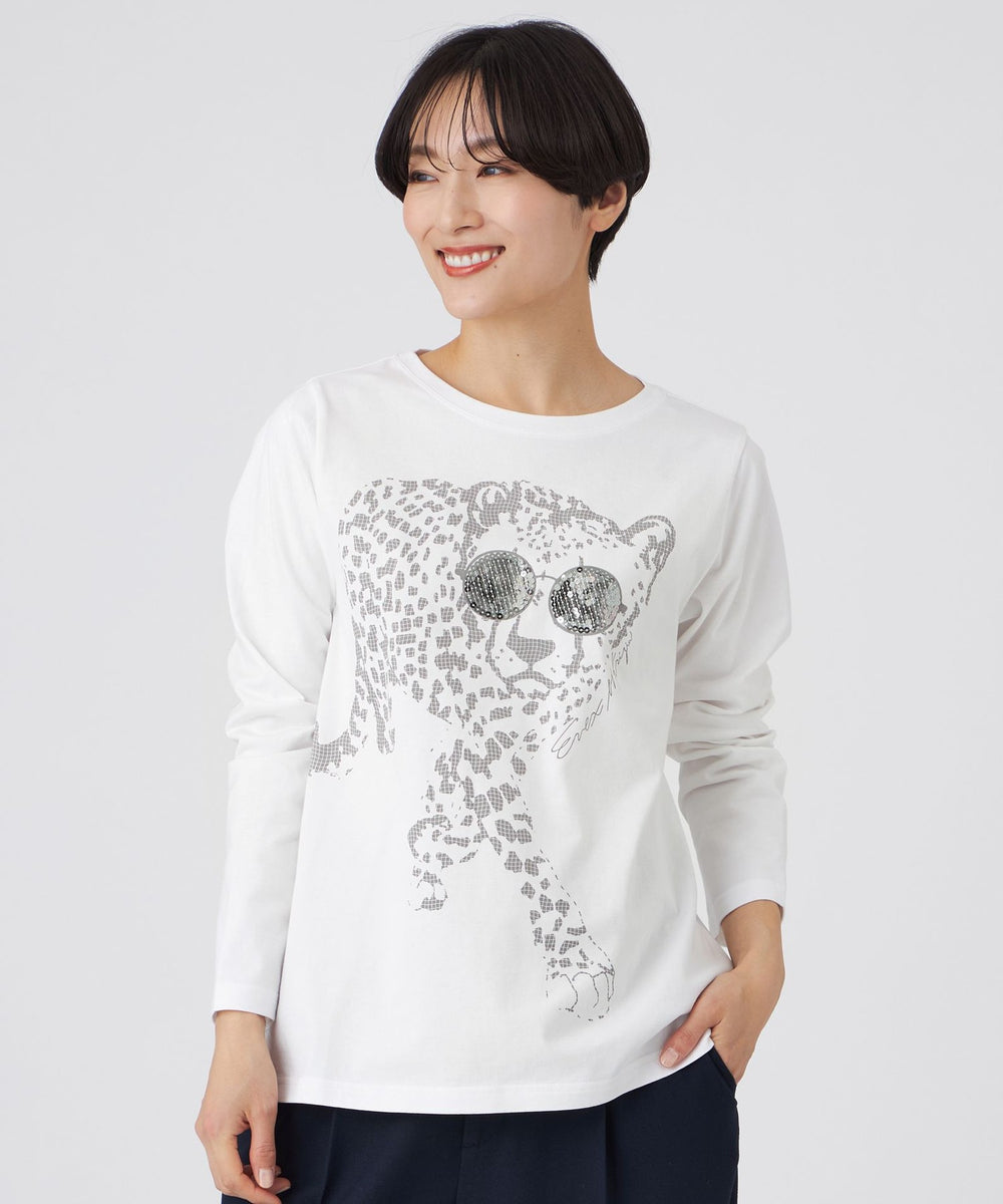 ウォッシャブル】グラスパンサープリントカットソー(トップス)｜EVEX