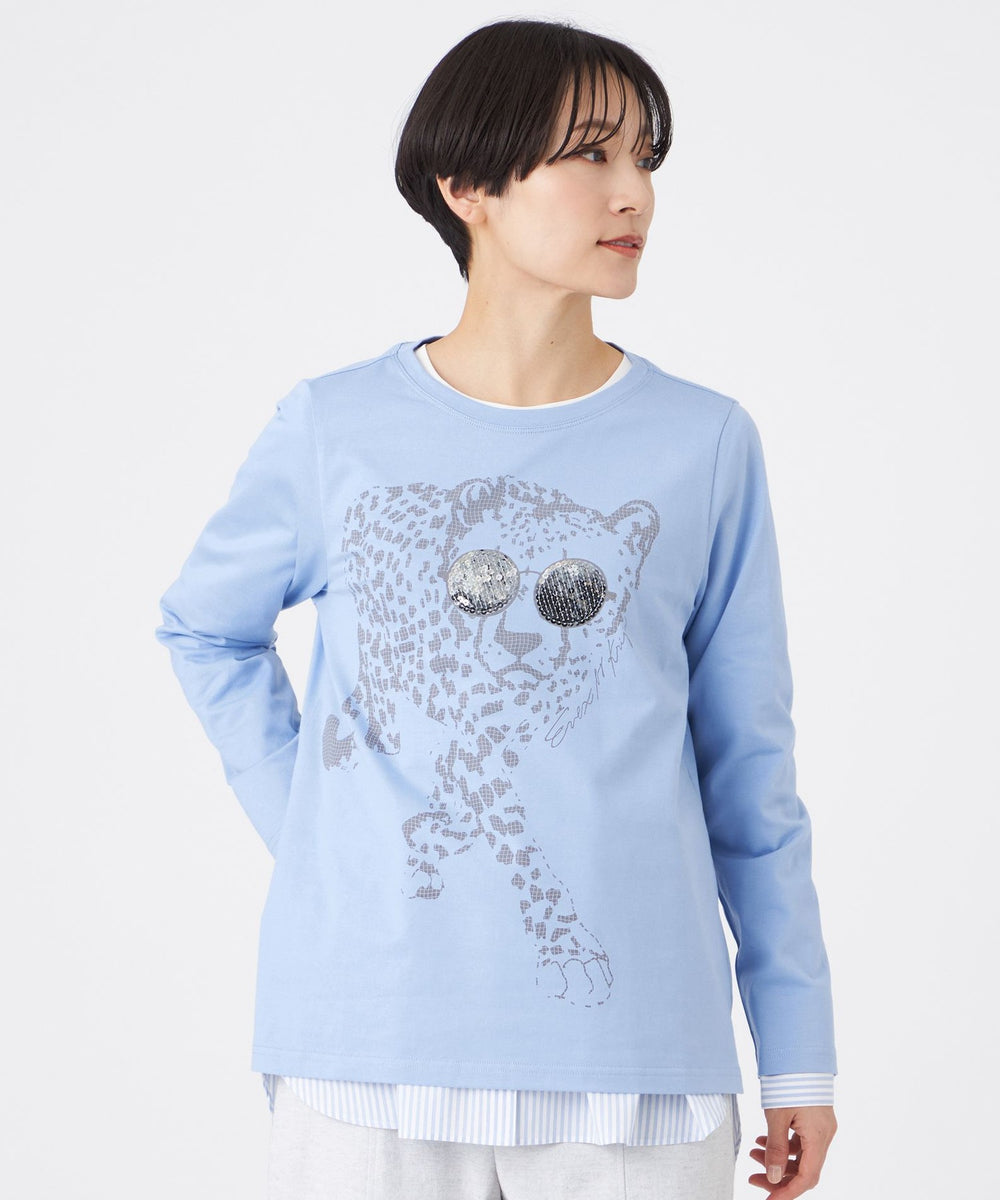 ウォッシャブル】グラスパンサープリントカットソー(トップス)｜EVEX