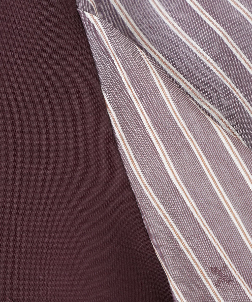 ウォッシャブル】ストライプジャカードコンビプルオーバー