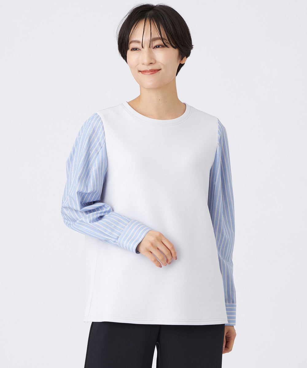 イヴ⭐︎ ウォッシャブル】ストライプジャカードコンビプルオーバー