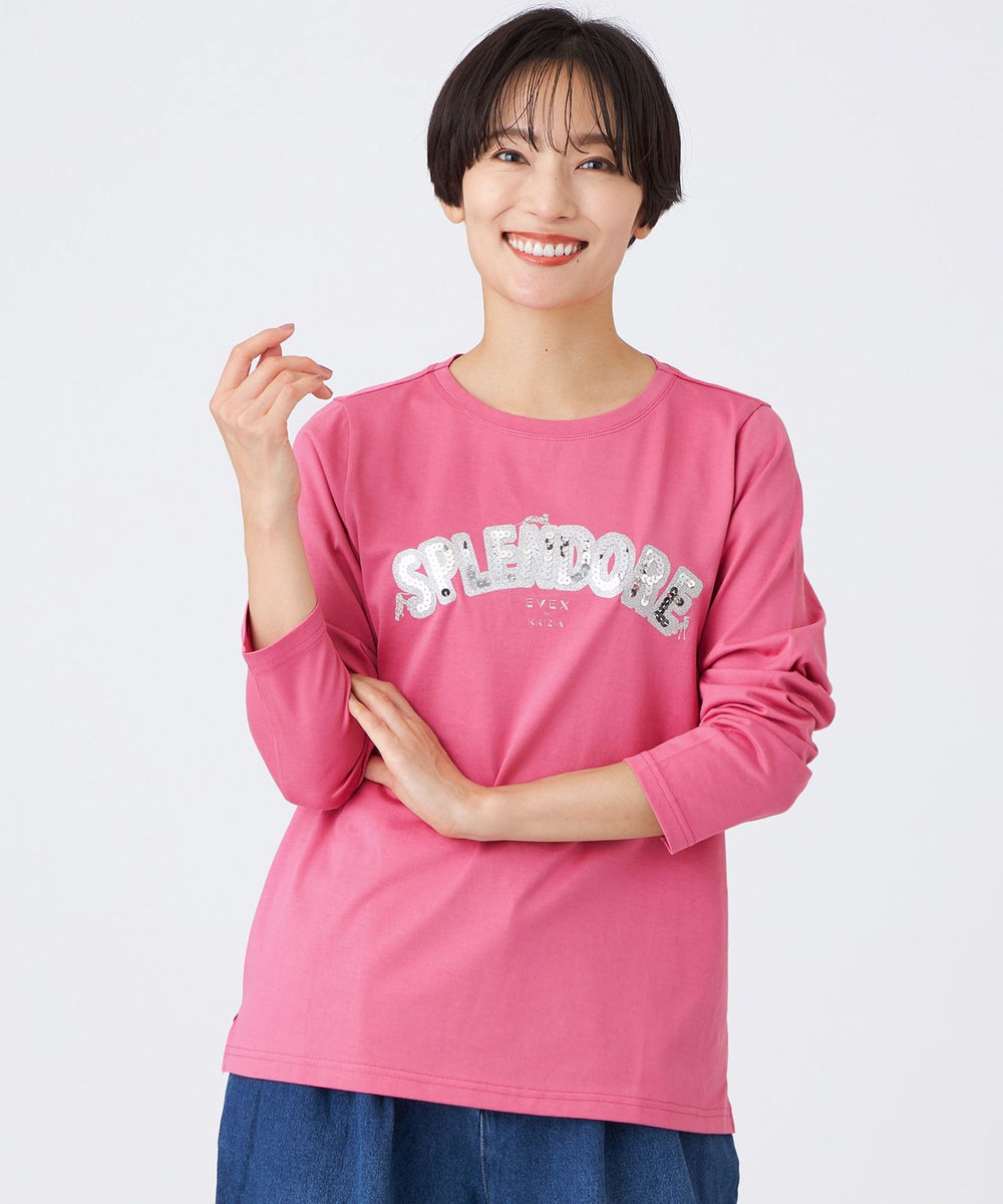 カタログ掲載品】【ウォッシャブル】スパンコールロゴプルオーバー