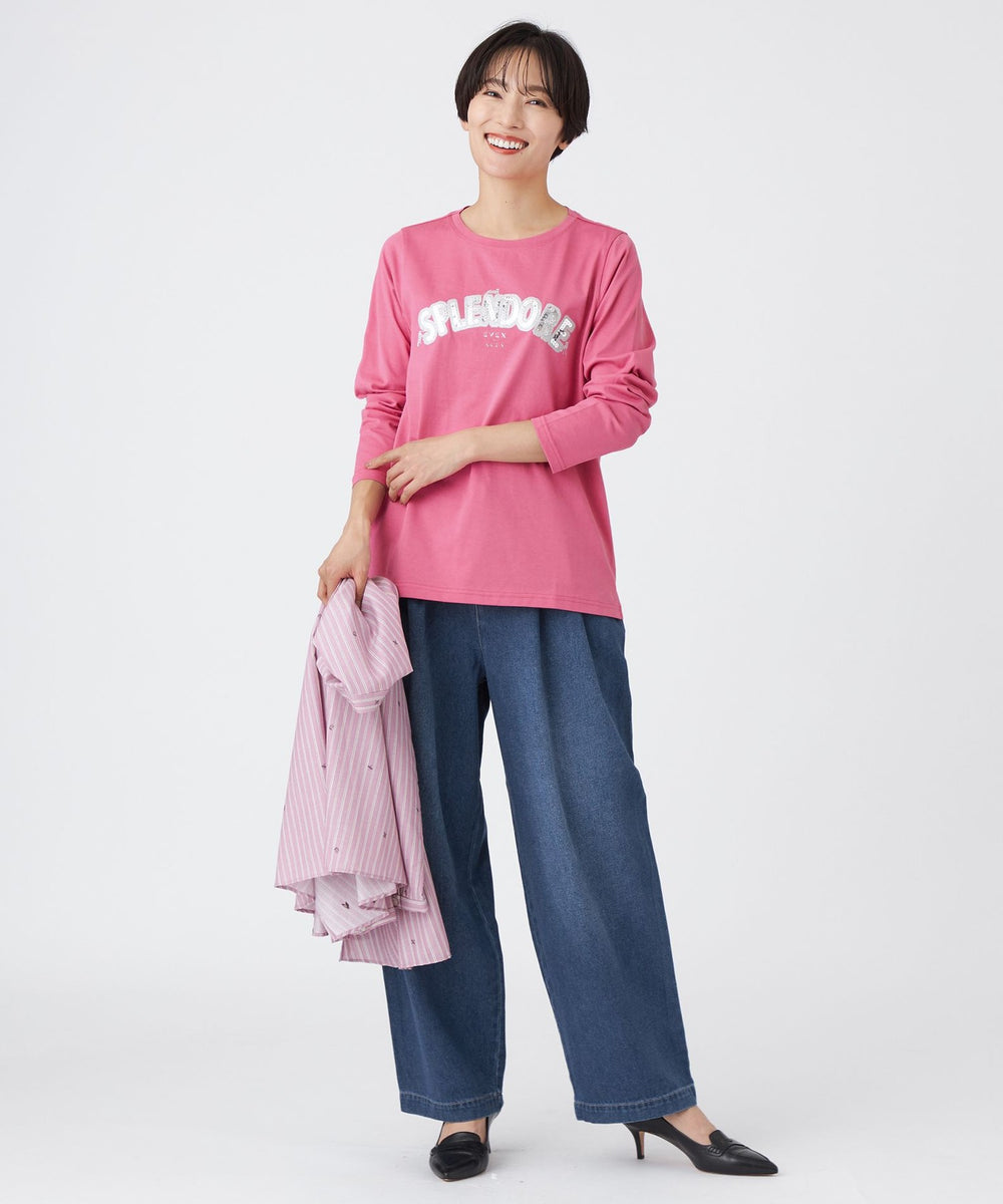 カタログ掲載品】【ウォッシャブル】スパンコールロゴプルオーバー