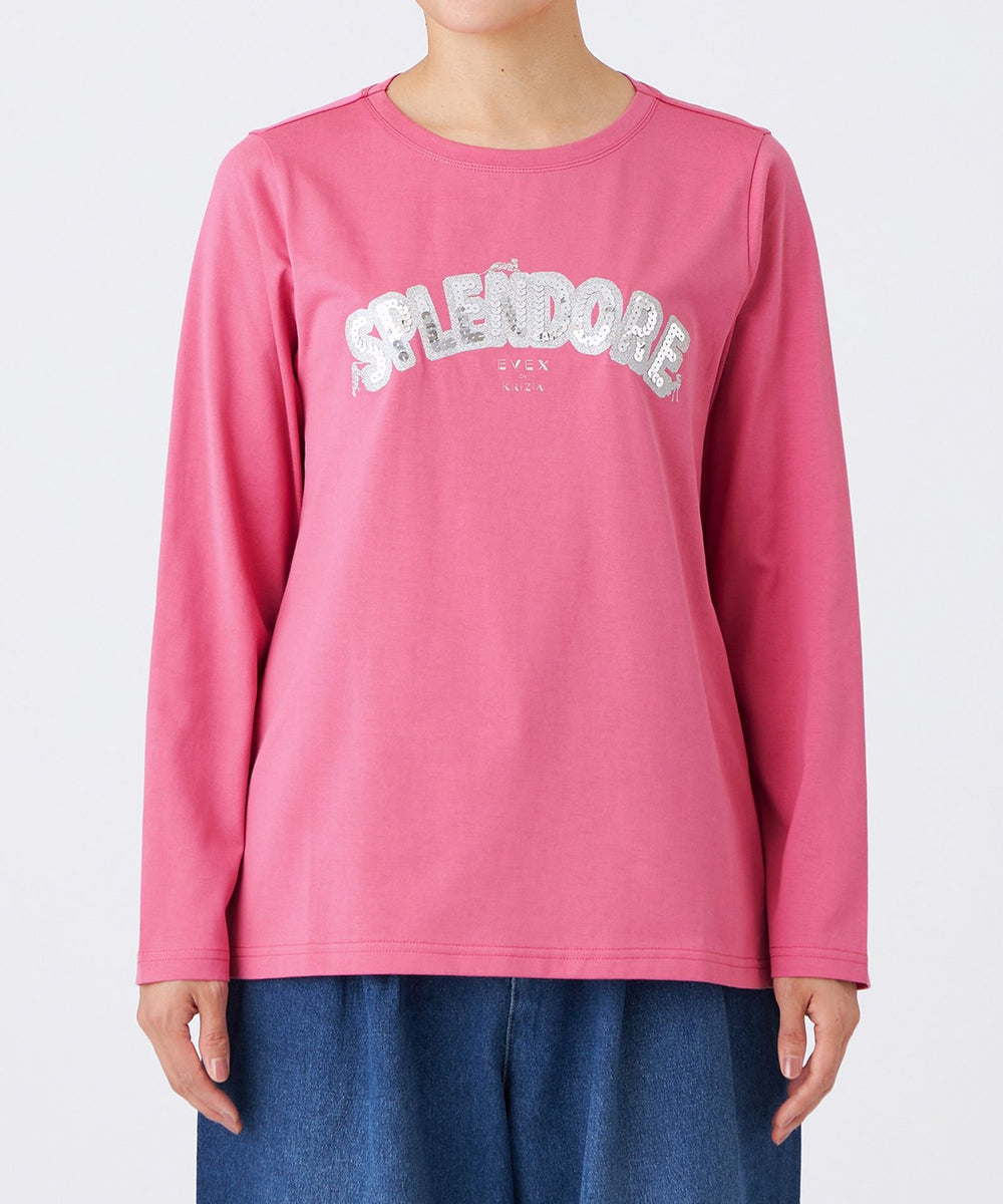 カタログ掲載品】【ウォッシャブル】スパンコールロゴプルオーバー