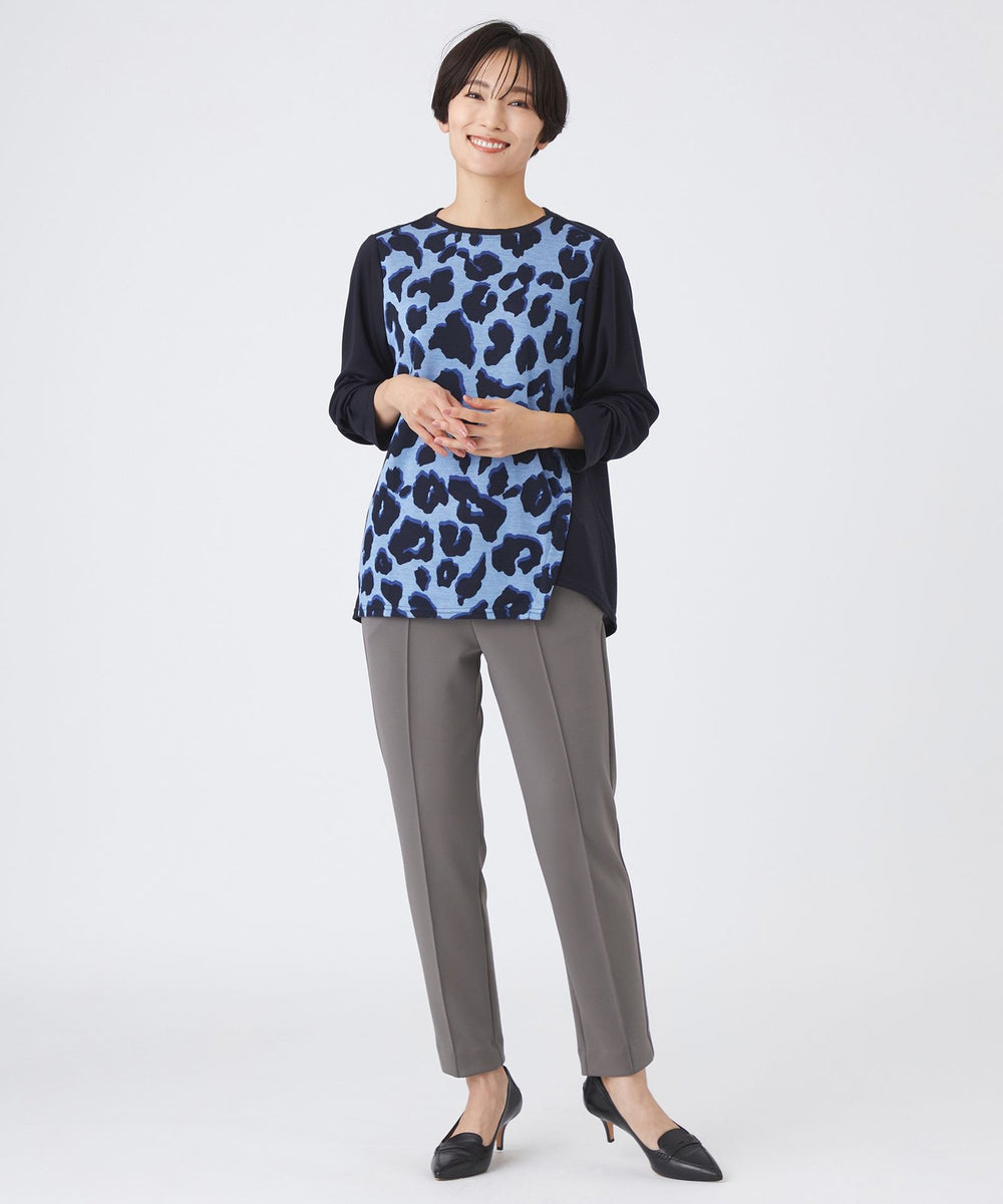 ウォッシャブル】ジオメトリックパンサーカットソー(トップス