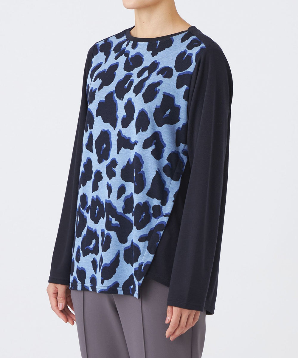 ウォッシャブル】ジオメトリックパンサーカットソー(トップス