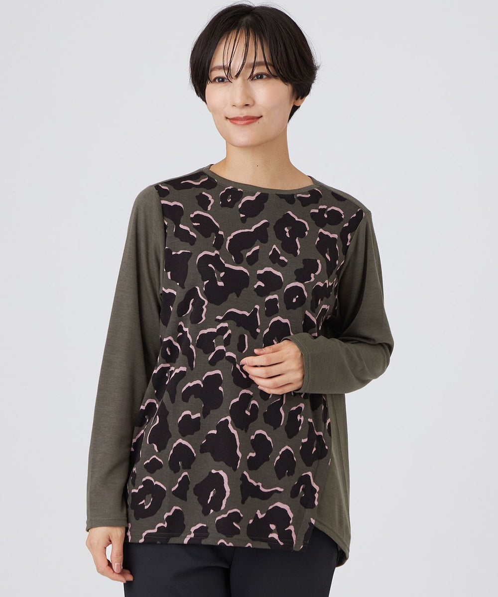 ぐっぴー ウォッシャブル】ジオメトリックパンサーカットソー(トップス