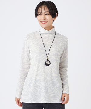 ウォッシャブル】タイガープリントハイネックカットソー(トップス