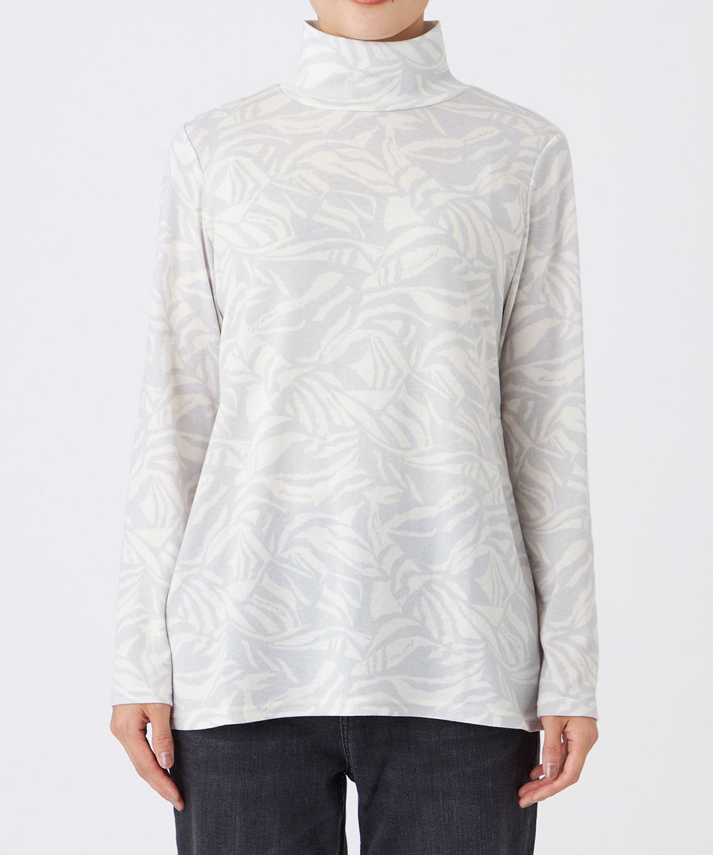 ウォッシャブル】タイガープリントハイネックカットソー(トップス