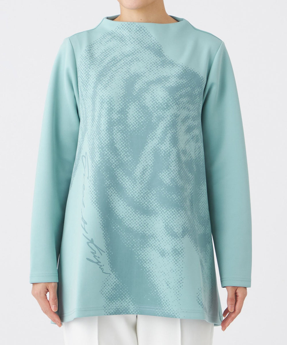 ウォッシャブル】シャドープリントダンボールニットチュニックプル