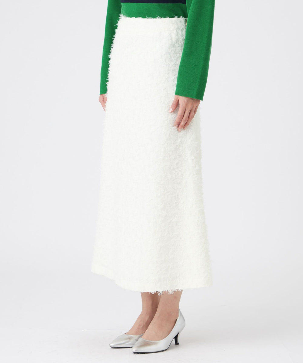 デサント　ホワイトスカート グリーンアクセント マシンウォッシャブル】シャギーパンサージャカードスカート(スカート