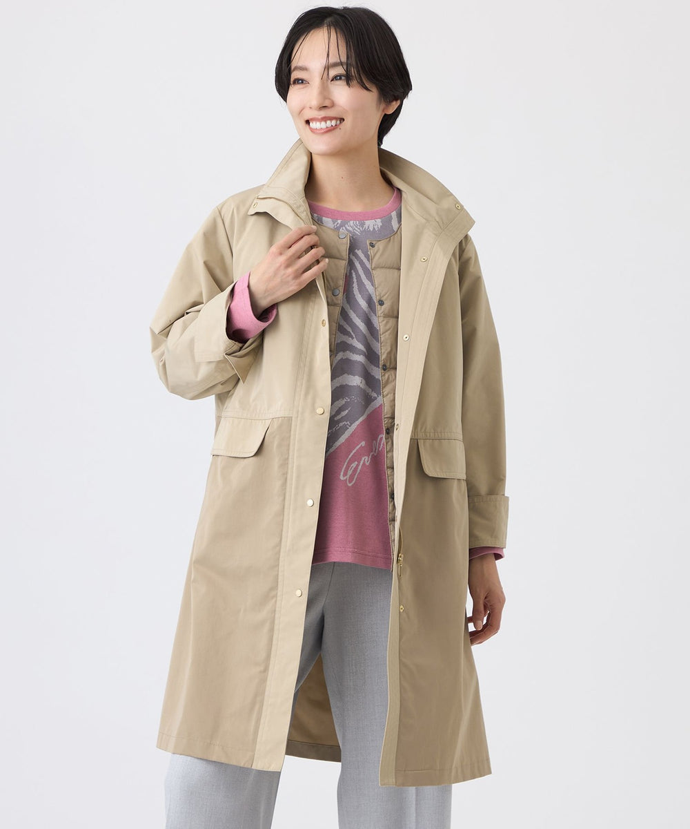 L】【はっ水・ウォッシャブル】ダウンライナーウイングカラーコート