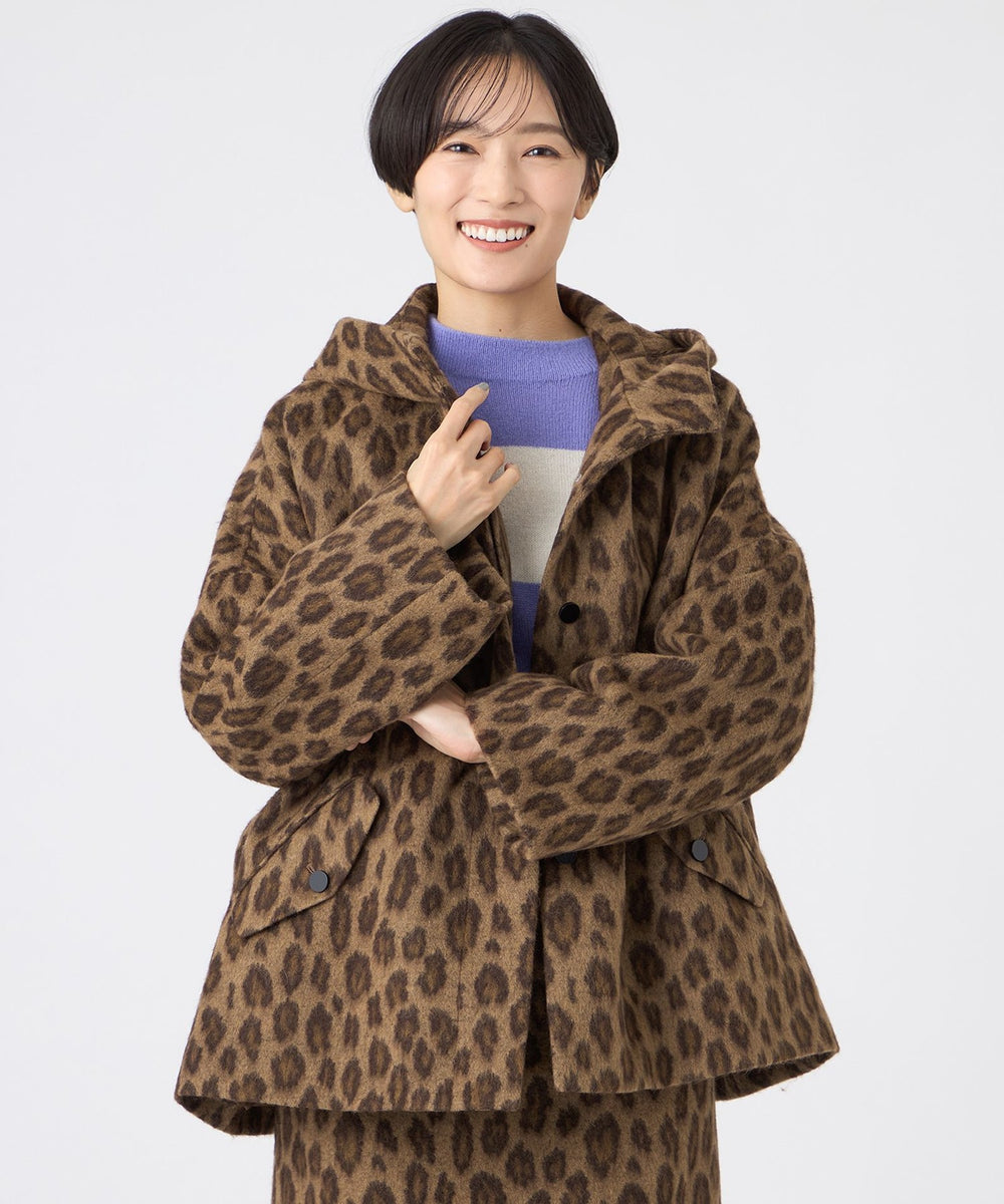 L】【カタログ掲載】ウールパンサージャカードフーデッドコート(コート