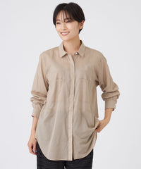 L】【接触冷感】【ウォッシャブル】シアーボイルロングシャツ(トップス