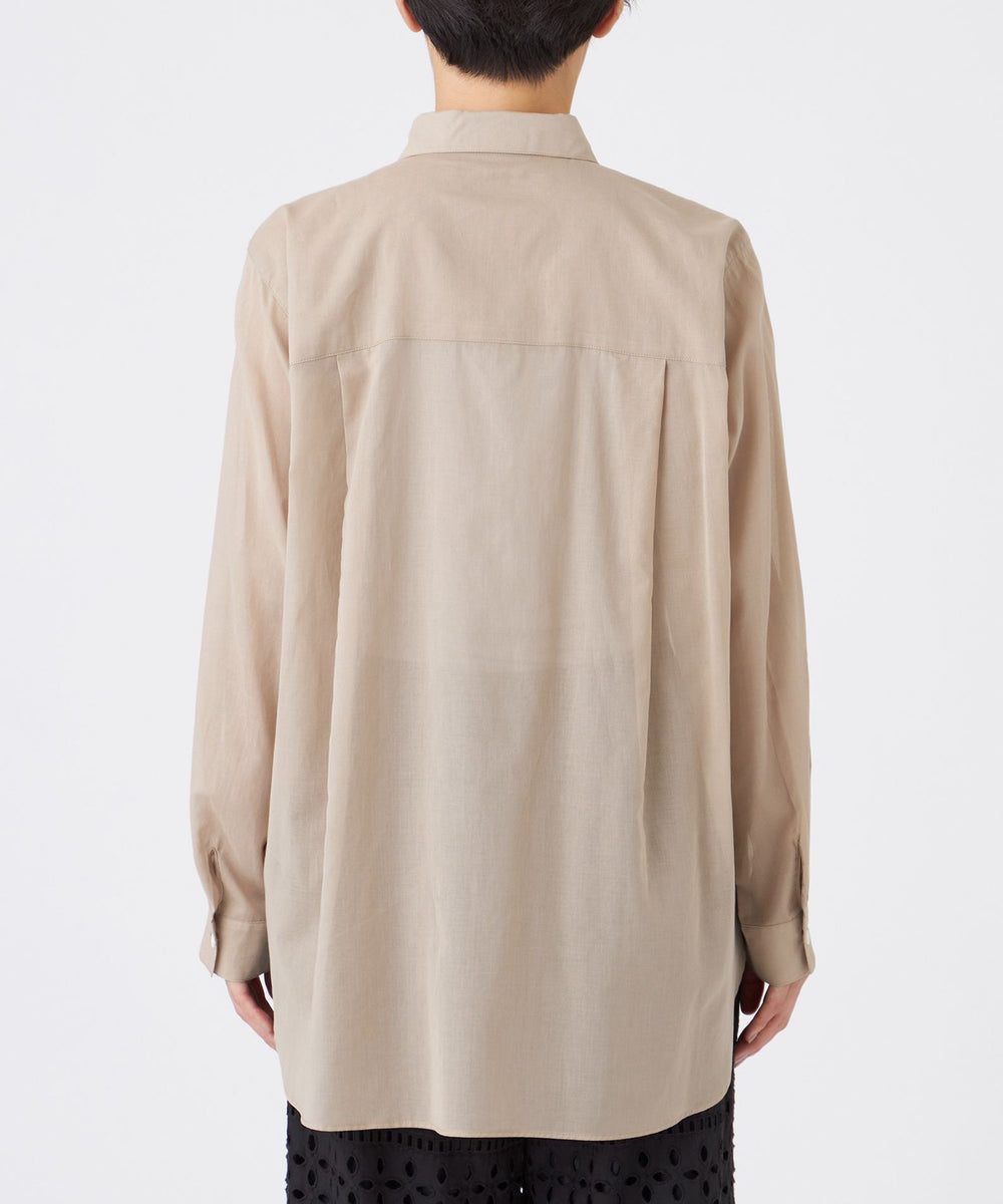 L】【接触冷感】【ウォッシャブル】シアーボイルロングシャツ(トップス