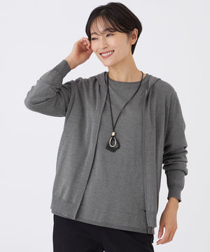 L】【カタログ掲載】【ウォッシャブル】ラメハイゲージニットパーカー