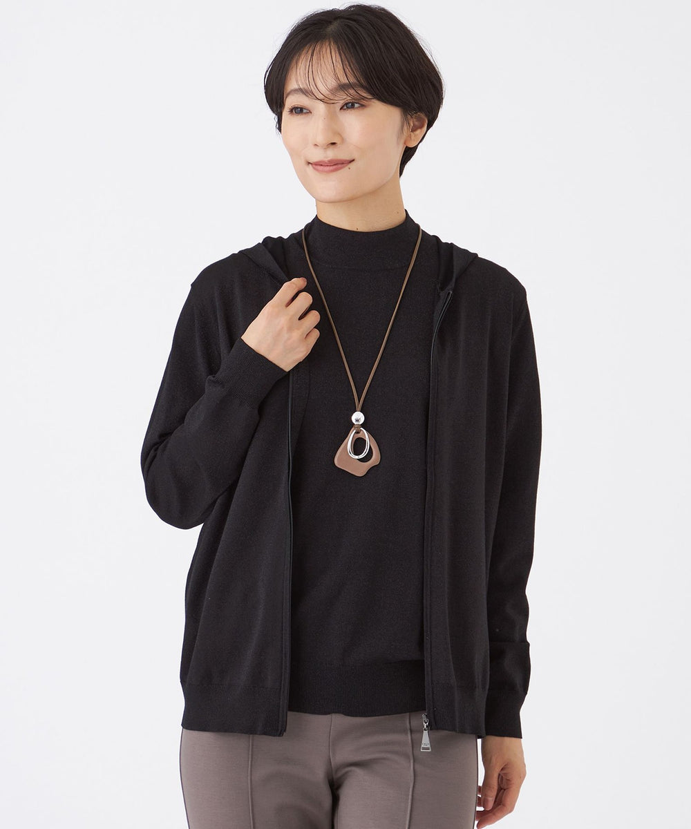 L】【カタログ掲載】【ウォッシャブル】ラメハイゲージニットパーカー