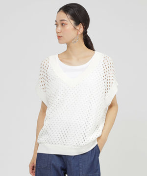 L】【SANYO Style EDITION掲載】【ウォッシャブル】アイレットメッシュ