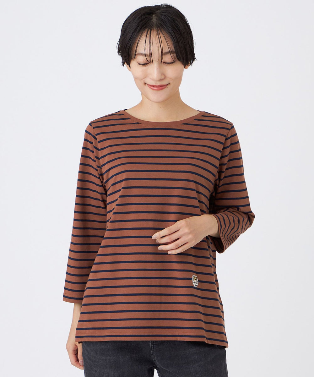 L】【ウォッシャブル】タイガーパッチボーダーカットソー(トップス