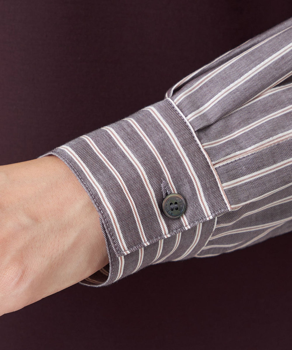 L】【ウォッシャブル】ストライプジャカードコンビプルオーバー