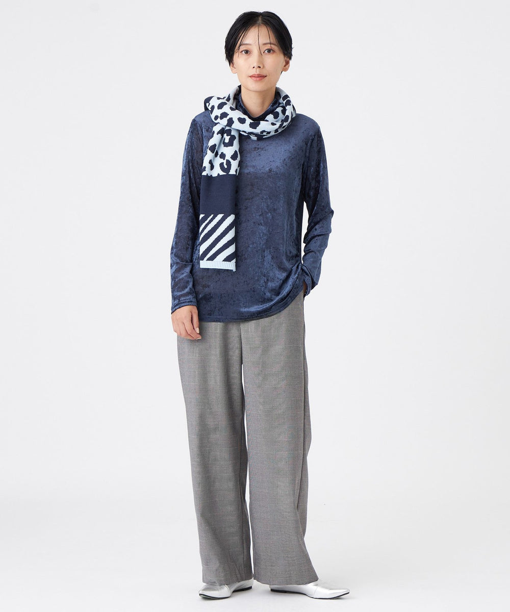 L】【マシンウォッシャブル】メッシュベロアハイネックプルオーバー