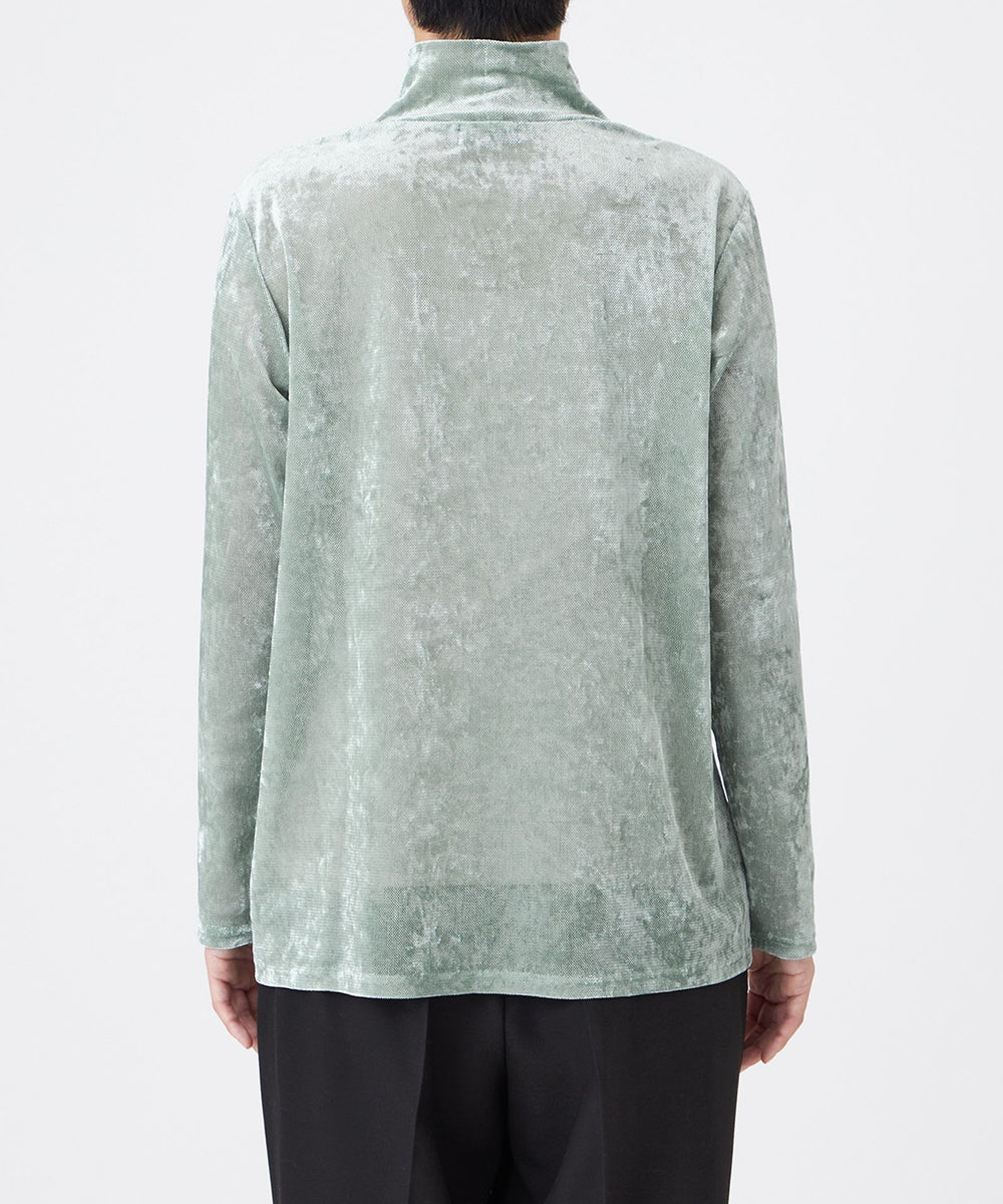 L】【マシンウォッシャブル】メッシュベロアハイネックプルオーバー