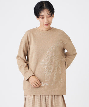 L】【ウォッシャブル】ゼブラモチーフラメスウェットプルオーバー