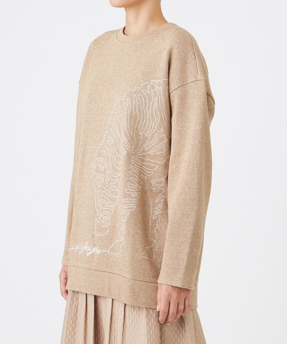 L】【ウォッシャブル】ゼブラモチーフラメスウェットプルオーバー