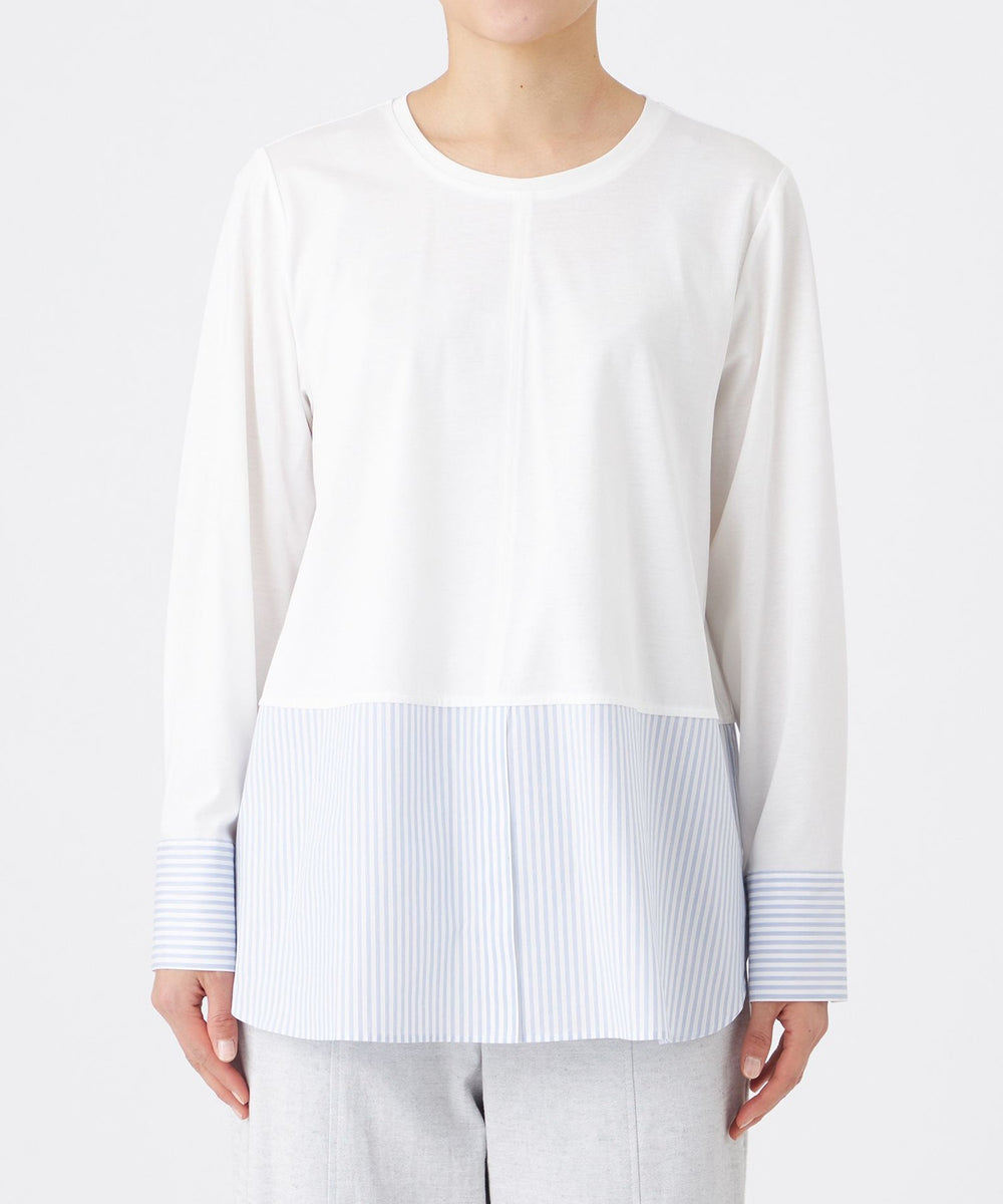 sanyo④ L】【ウォッシャブル】シャツコンビカットソー(トップス)｜EVEX by