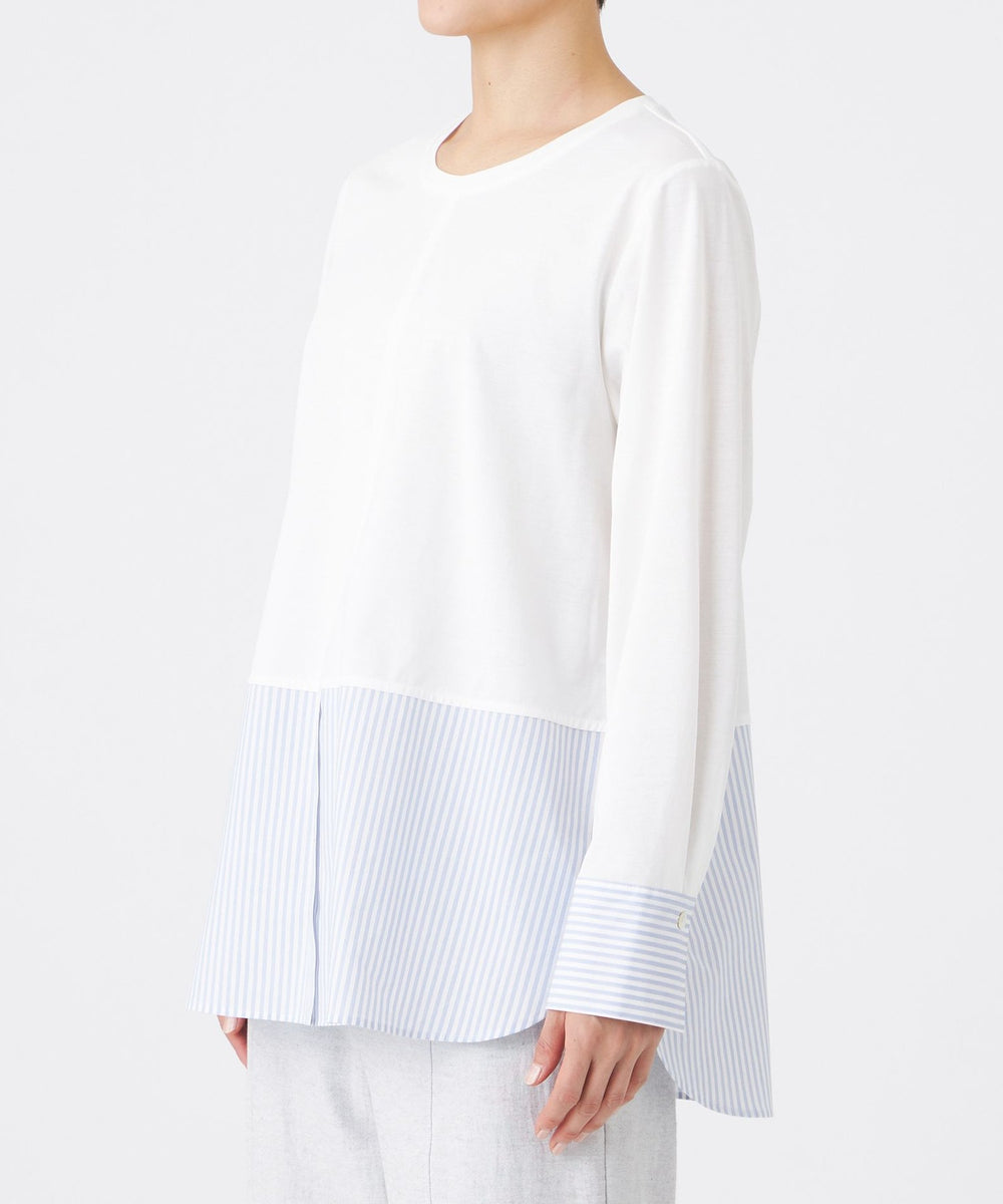L】【ウォッシャブル】シャツコンビカットソー(トップス)｜EVEX by