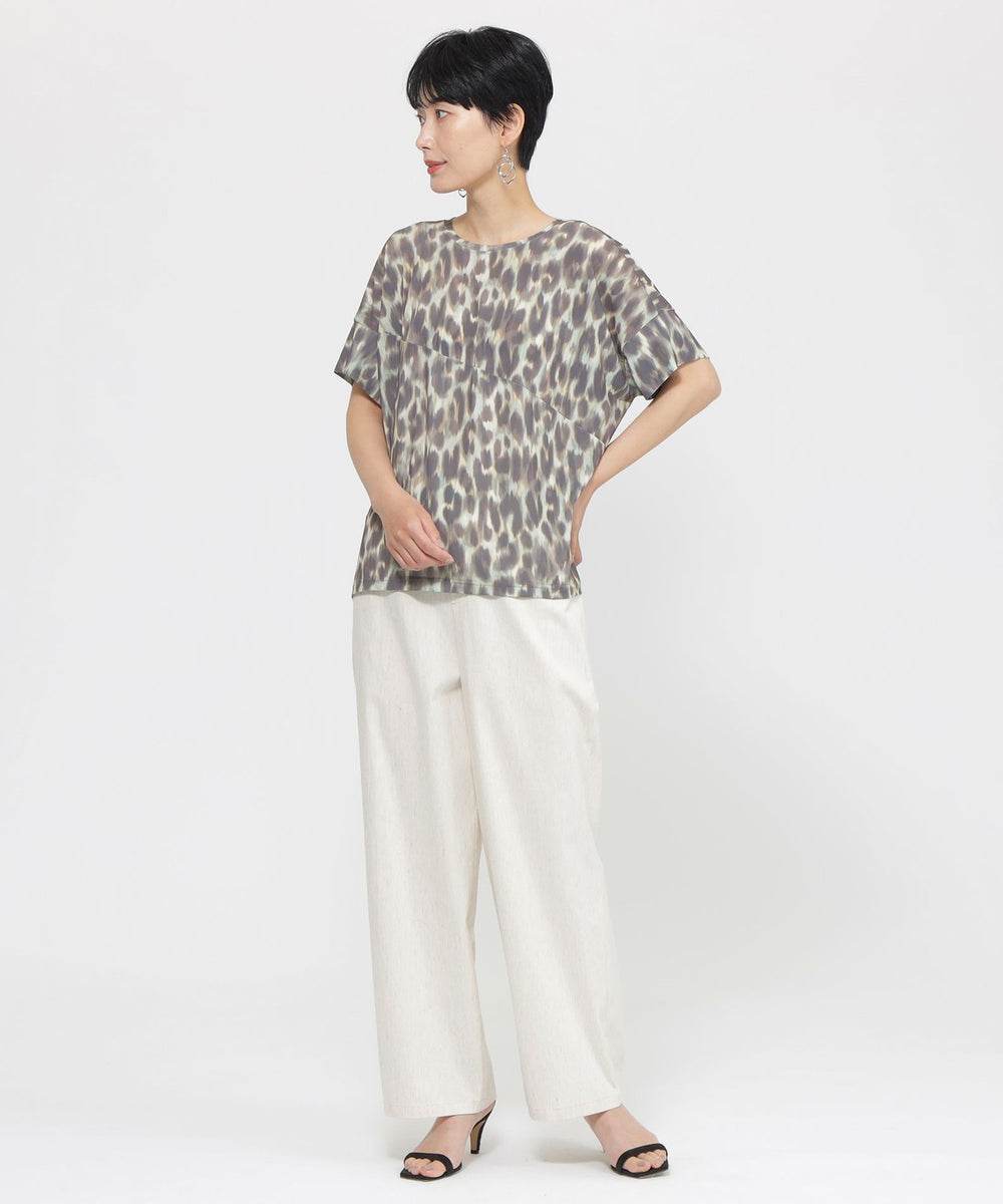 L】【接触冷感】【ウォシャブル】クールレオパードカットソー(トップス