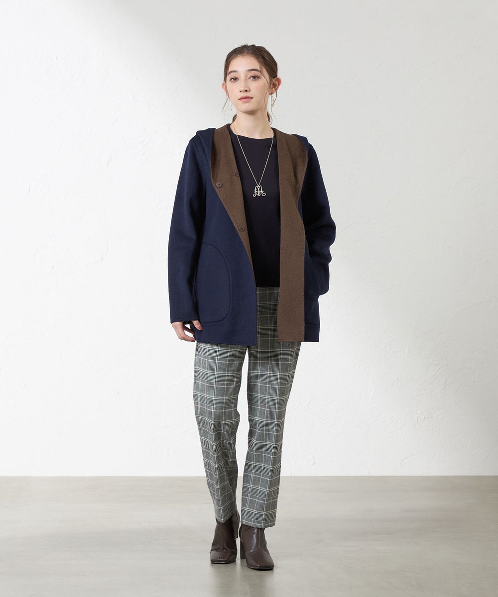 美品　濃紺　リバーコート Anniversary Piece】紡毛配色リバーコート(コート)｜AMACA