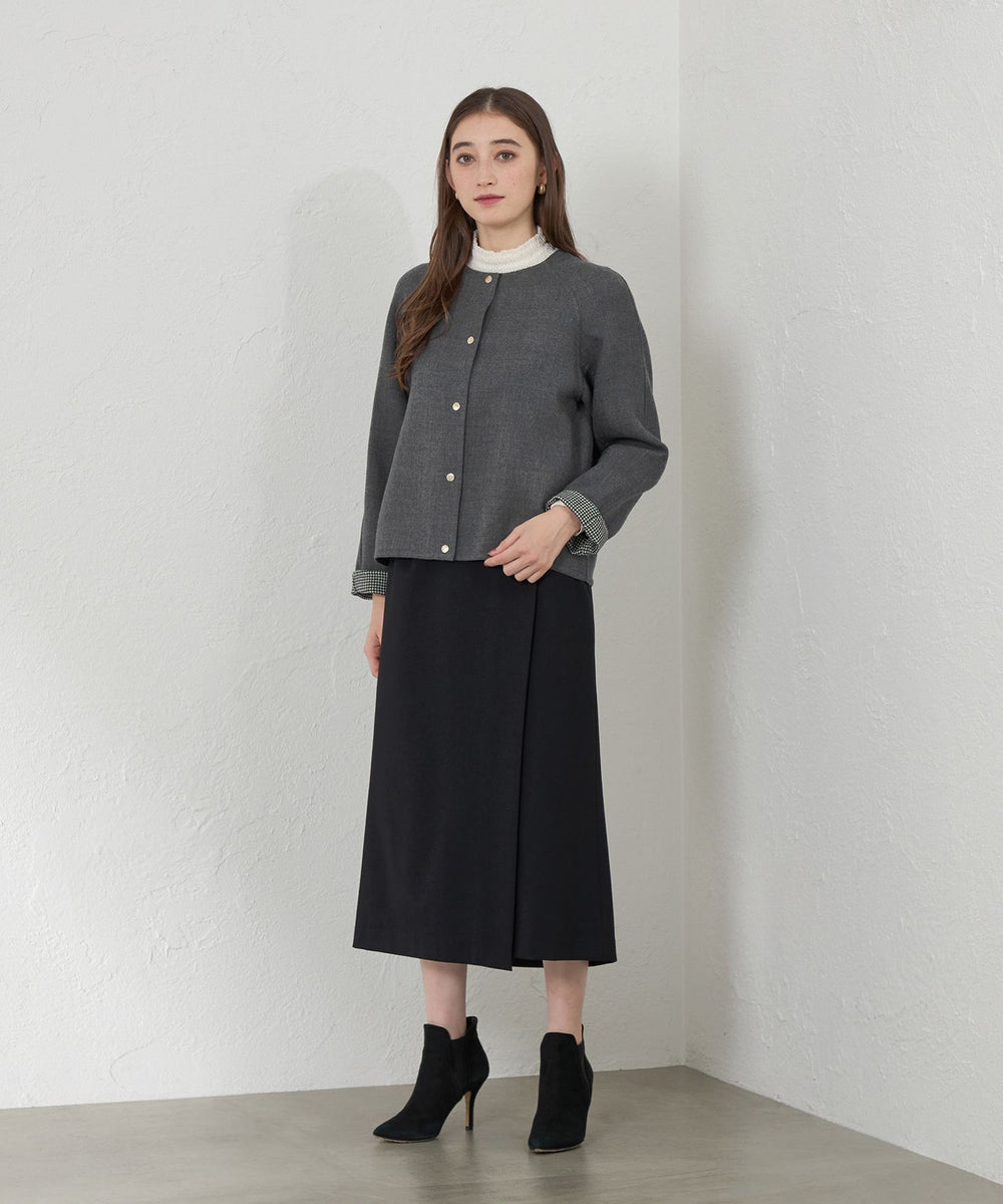 梳毛リバーノーカラーショートコート(ジャケット)｜AMACA(アマカ)の