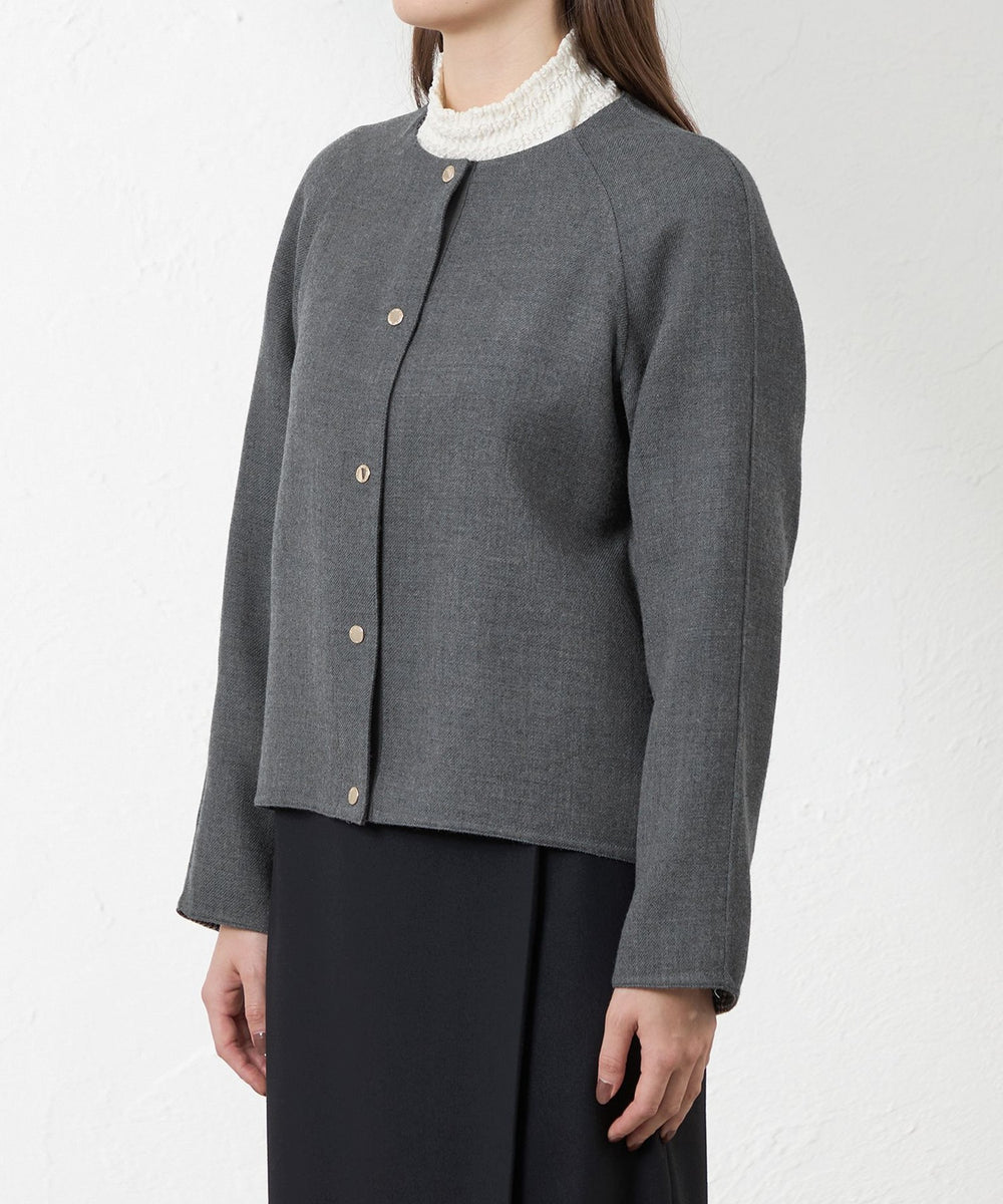 梳毛リバーノーカラーショートコート(ジャケット)｜AMACA(アマカ)の