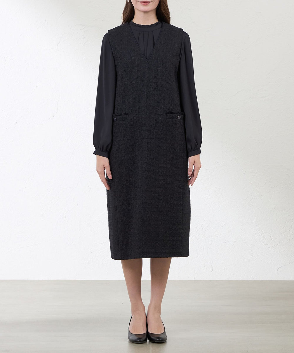 Anniversary Piece】【尾州素材】ツイードジャンパードレス(ワンピース