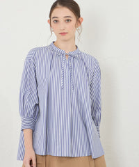 先染めストライプギャザーブラウス(トップス)｜AMACA(アマカ)の