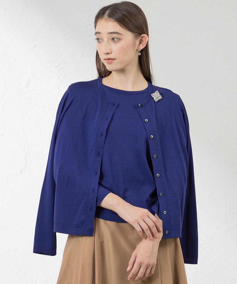 AMACAウールシルク アンサンブル カーディガン&八分トップスのセット AMACAウールシルク アンサンブル カーディガン&八分トップスのセット