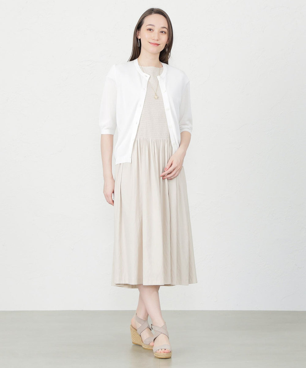 シャイニーコットン5分袖カーディガン(トップス)｜AMACA(アマカ