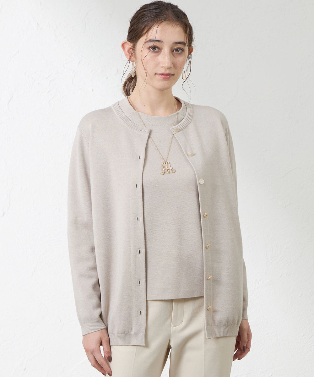 アマカノ3 ウールミックスミラノリブニットカーディガン(トップス)｜AMACA