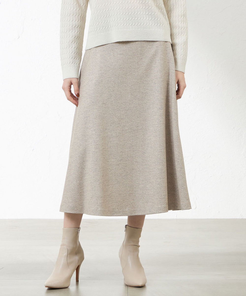 ファー付き 中綿スカート 保温 サイズ1 メタリックベージュ 新品 秋冬