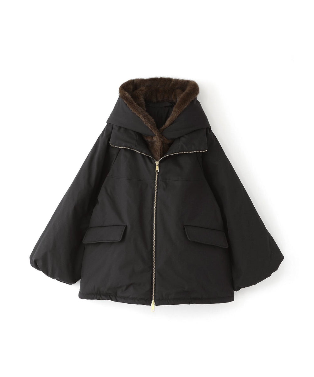 ファー取り外し2WAY】マットツイルフェイクファー(コート