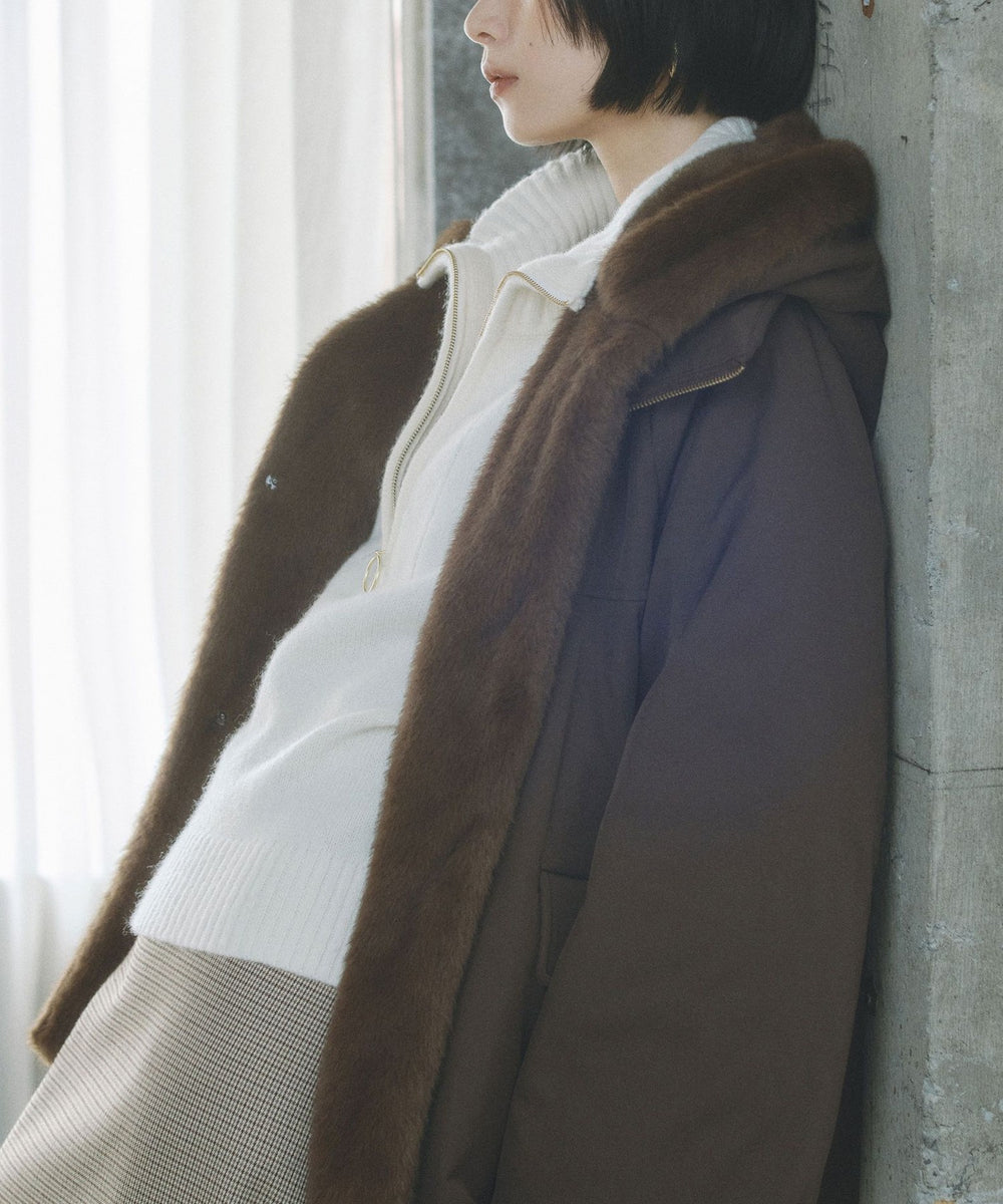 ファー取り外し2WAY】マットツイルフェイクファー(コート)｜BIANCA