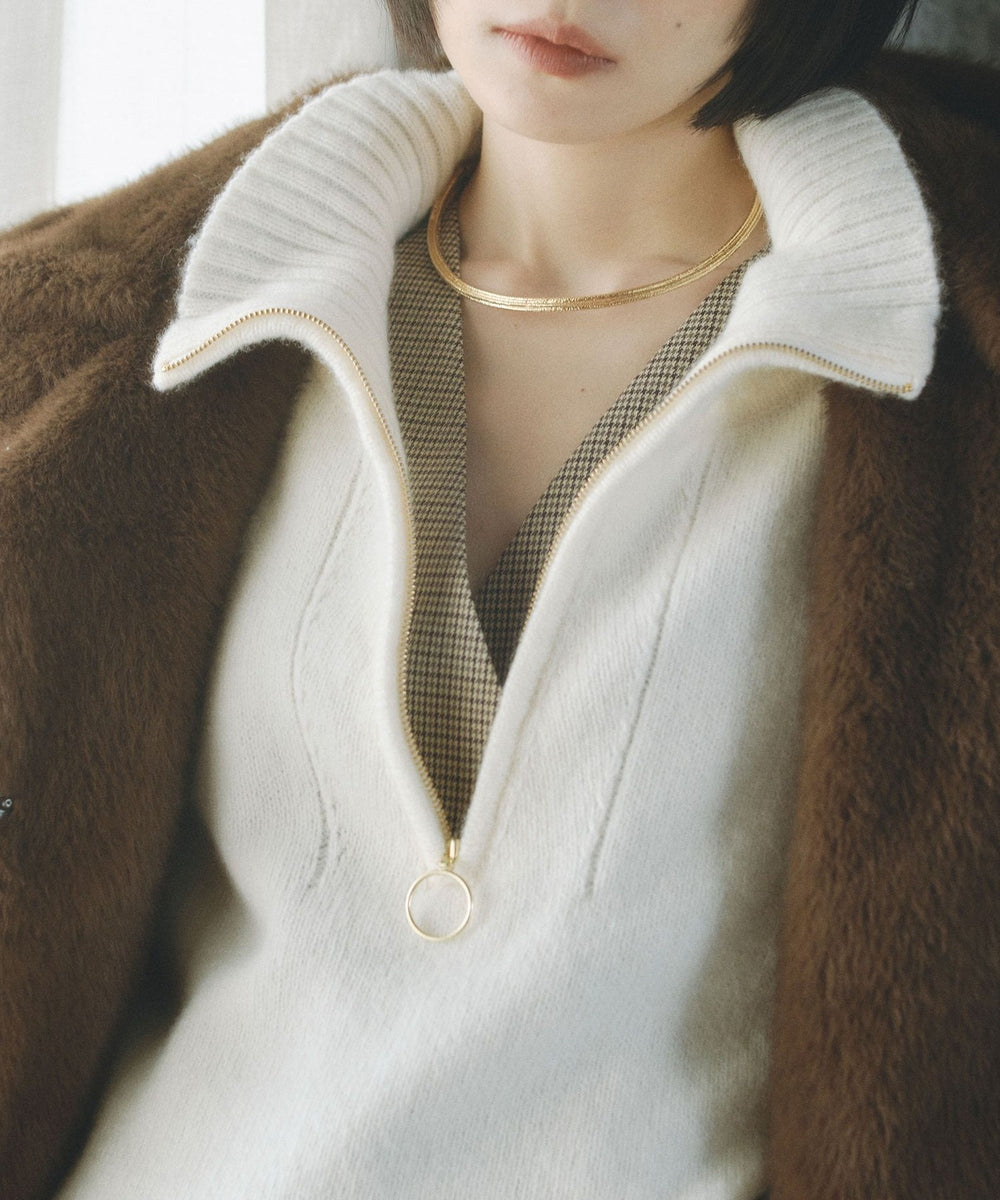 ファー取り外し2WAY】マットツイルフェイクファー(コート