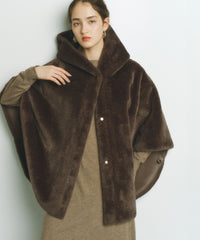 2WAYリバーシブル】ショートファーリバーシブルポンチョ(コート