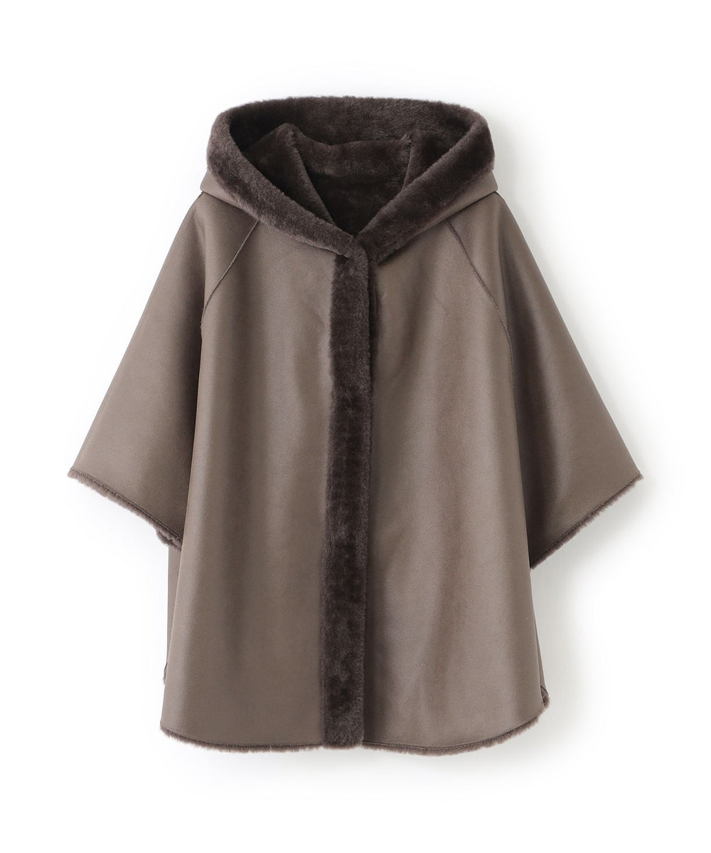 2WAYリバーシブル】ショートファーリバーシブルポンチョ(コート